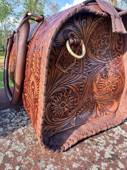 Chestnut Brown Speedy Western Genuine Leather Barrel Bag Purse by Double B