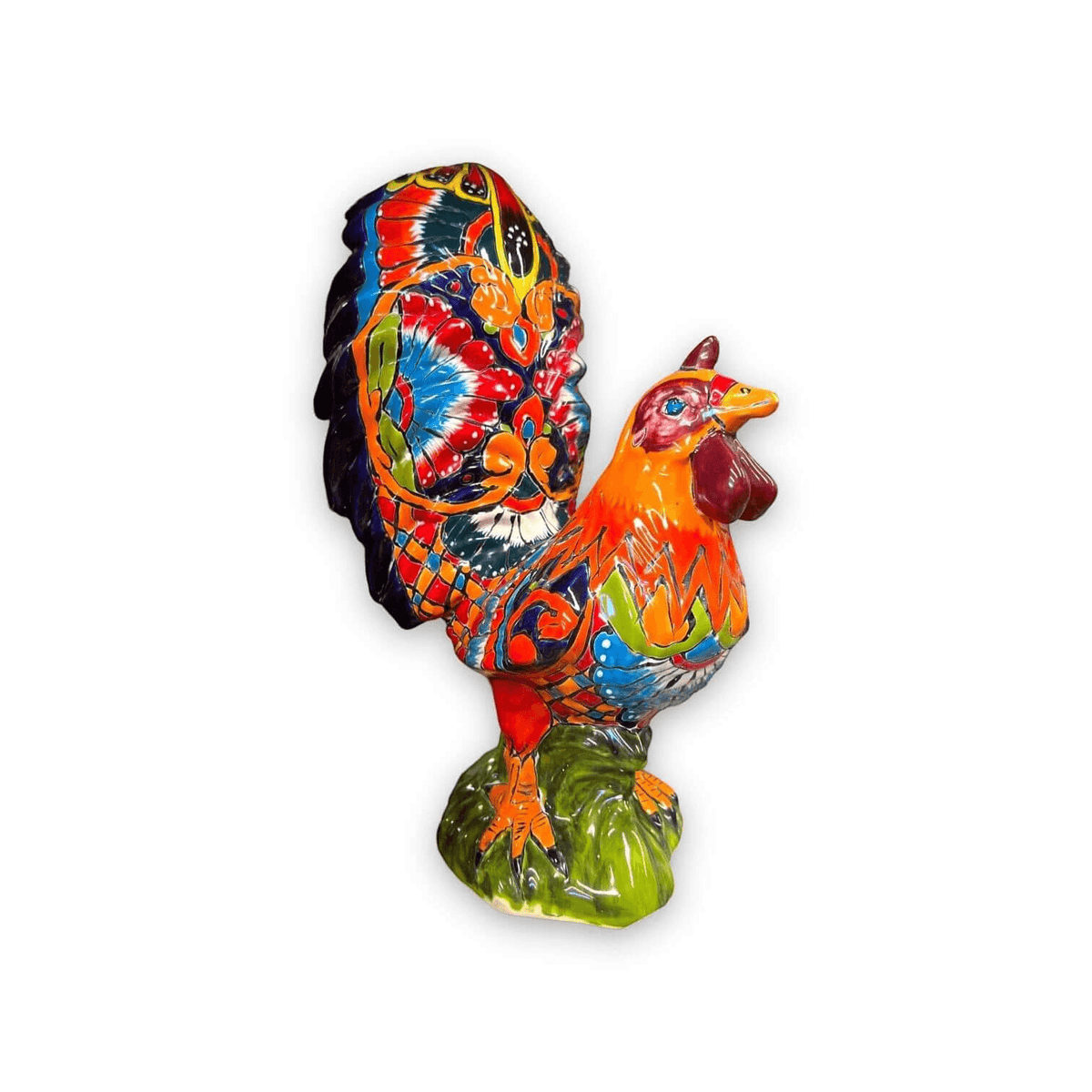 Large Talavera Rooster Statue | Hand-Painted Ceramic Decor