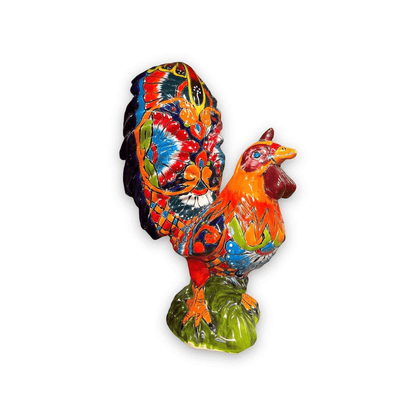 Large Talavera Rooster Statue | Hand-Painted Ceramic Decor