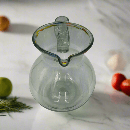 Mexican Hand-Blown Glass Pitcher | Confetti Rim