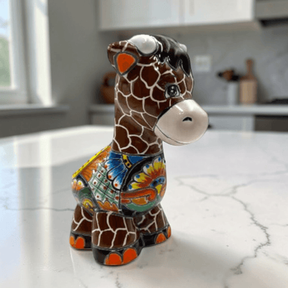 Small Talavera Giraffe Planter | Hand-Painted Succulent Statue