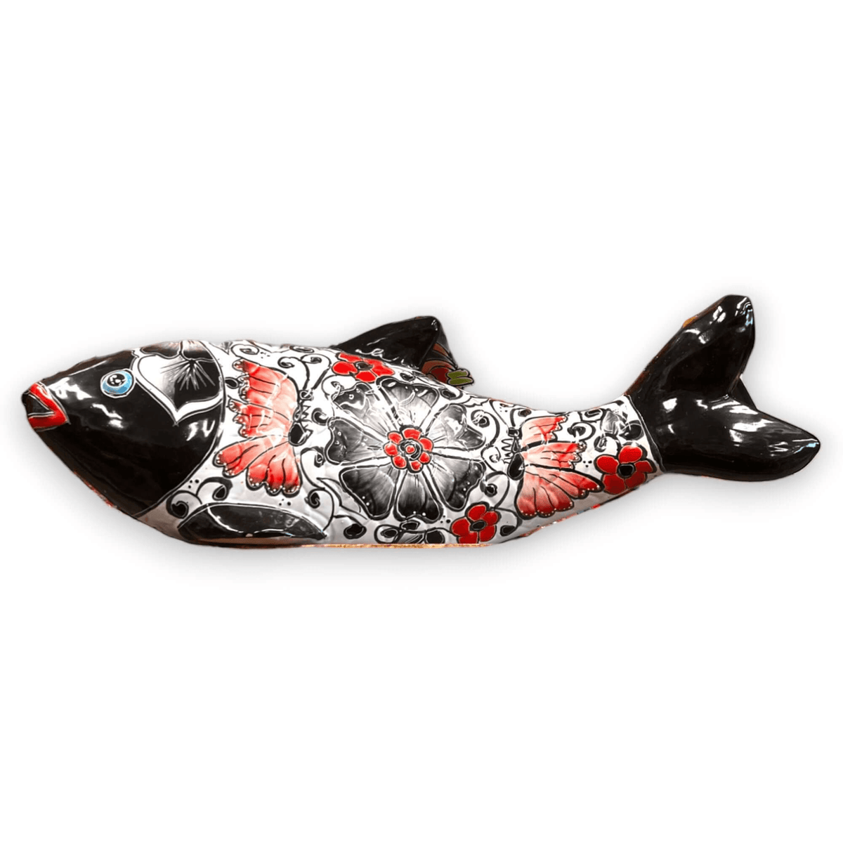 Large Handmade Talavera Fish Statue | Colorful Cultural Art