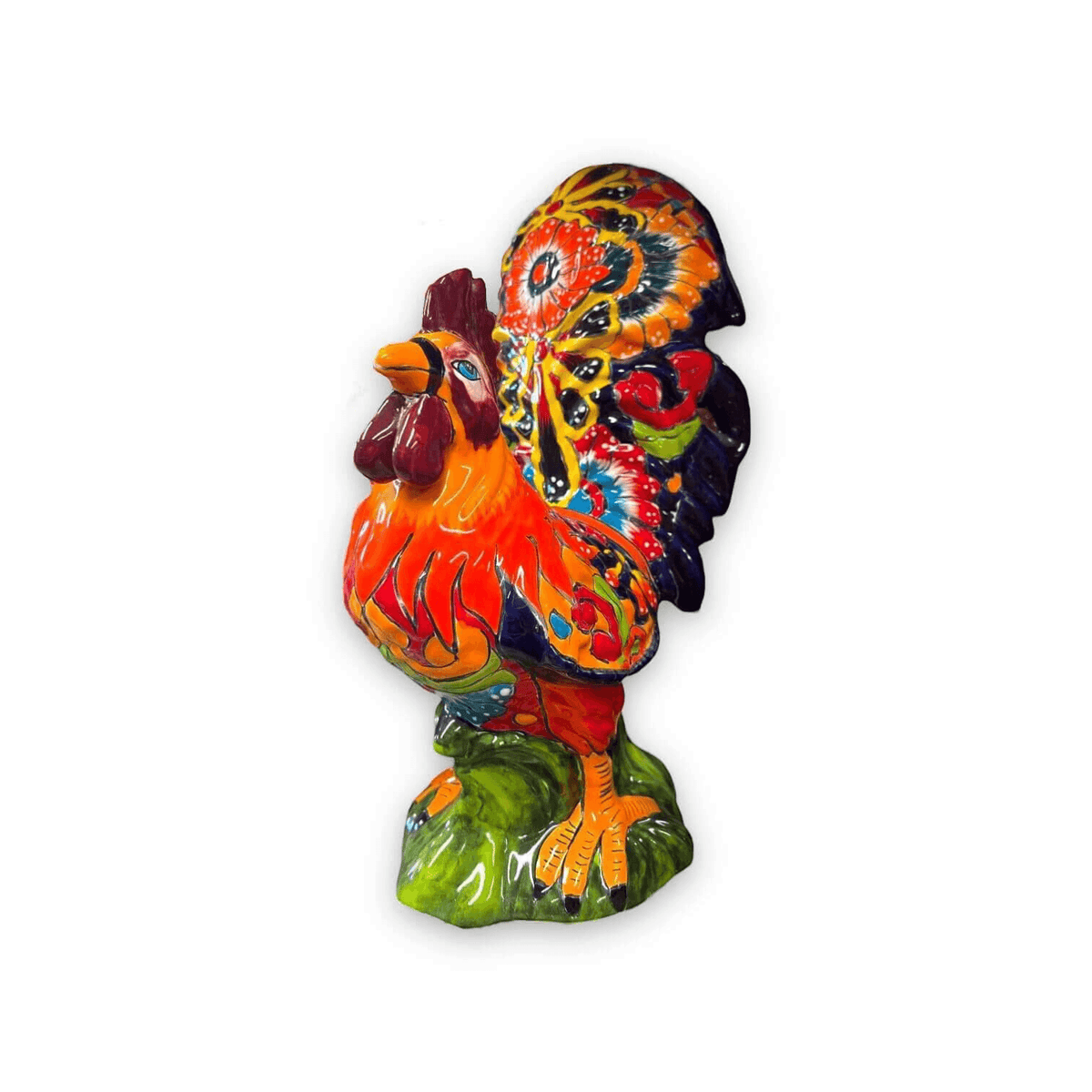Large Talavera Rooster Statue | Hand-Painted Ceramic Decor