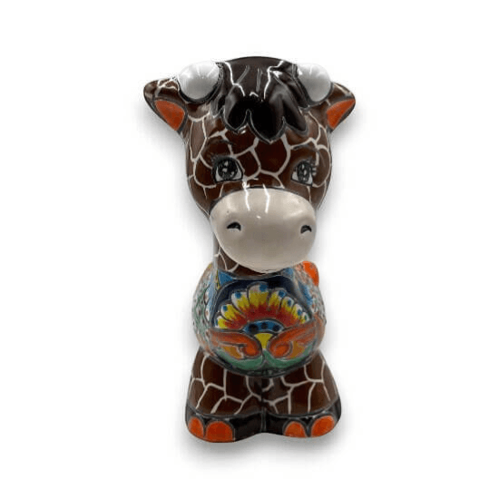 Small Talavera Giraffe Planter | Hand-Painted Succulent Statue