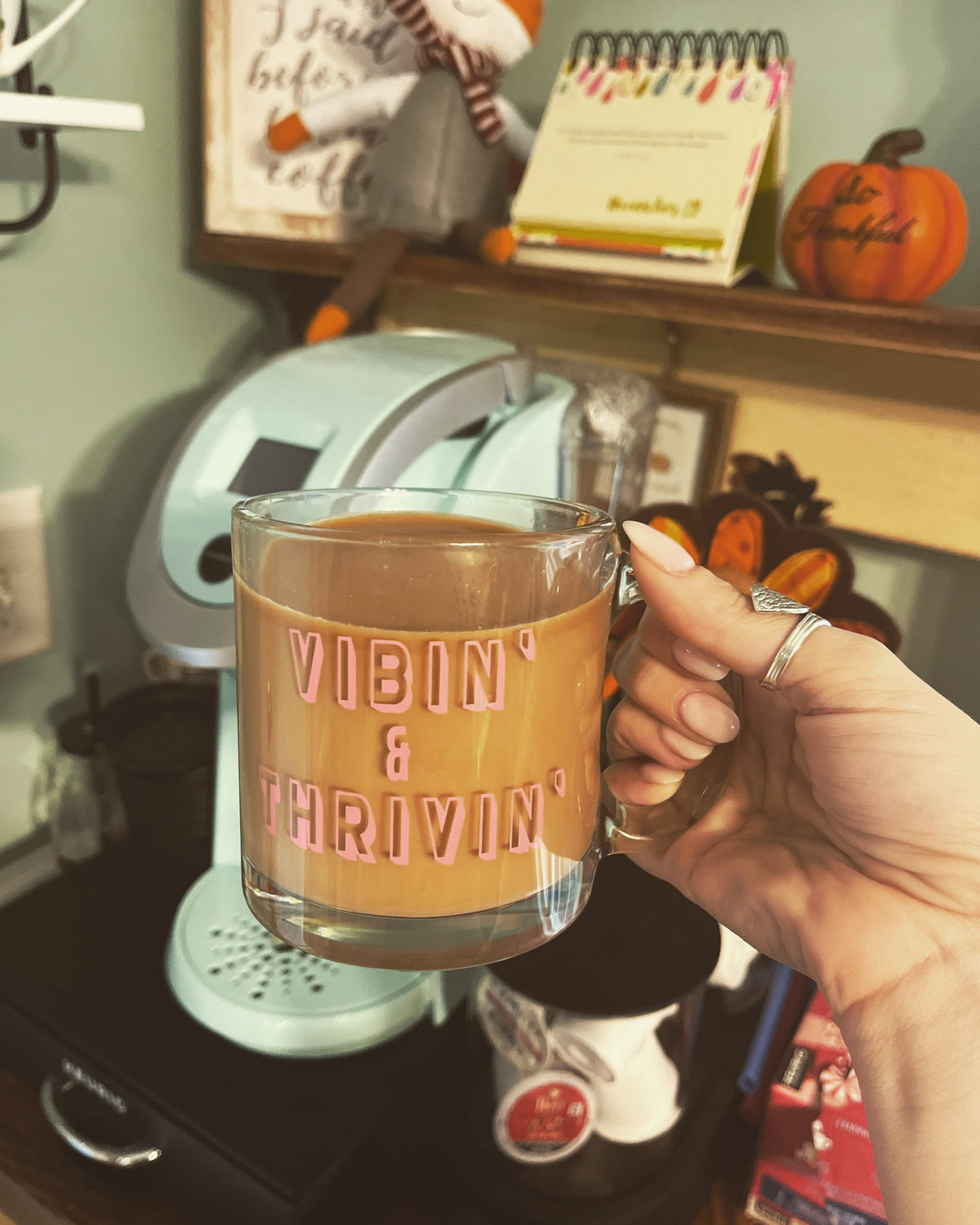 Vibin' & Thrivin' Clear Coffee Mug