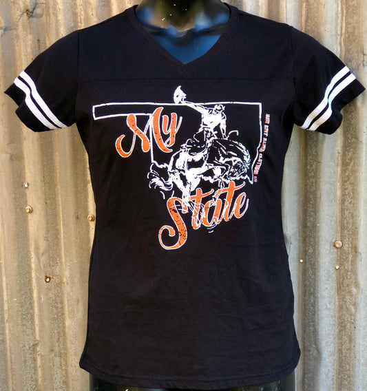 RDR My State Black Ladies V-Neck