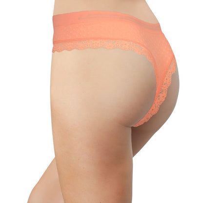 Scalloped Dot and Lace Seamless Tag Free Thong