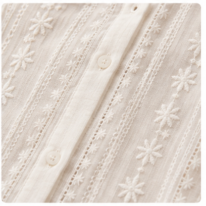 Ivory Garden Lace Button-Down Shirt