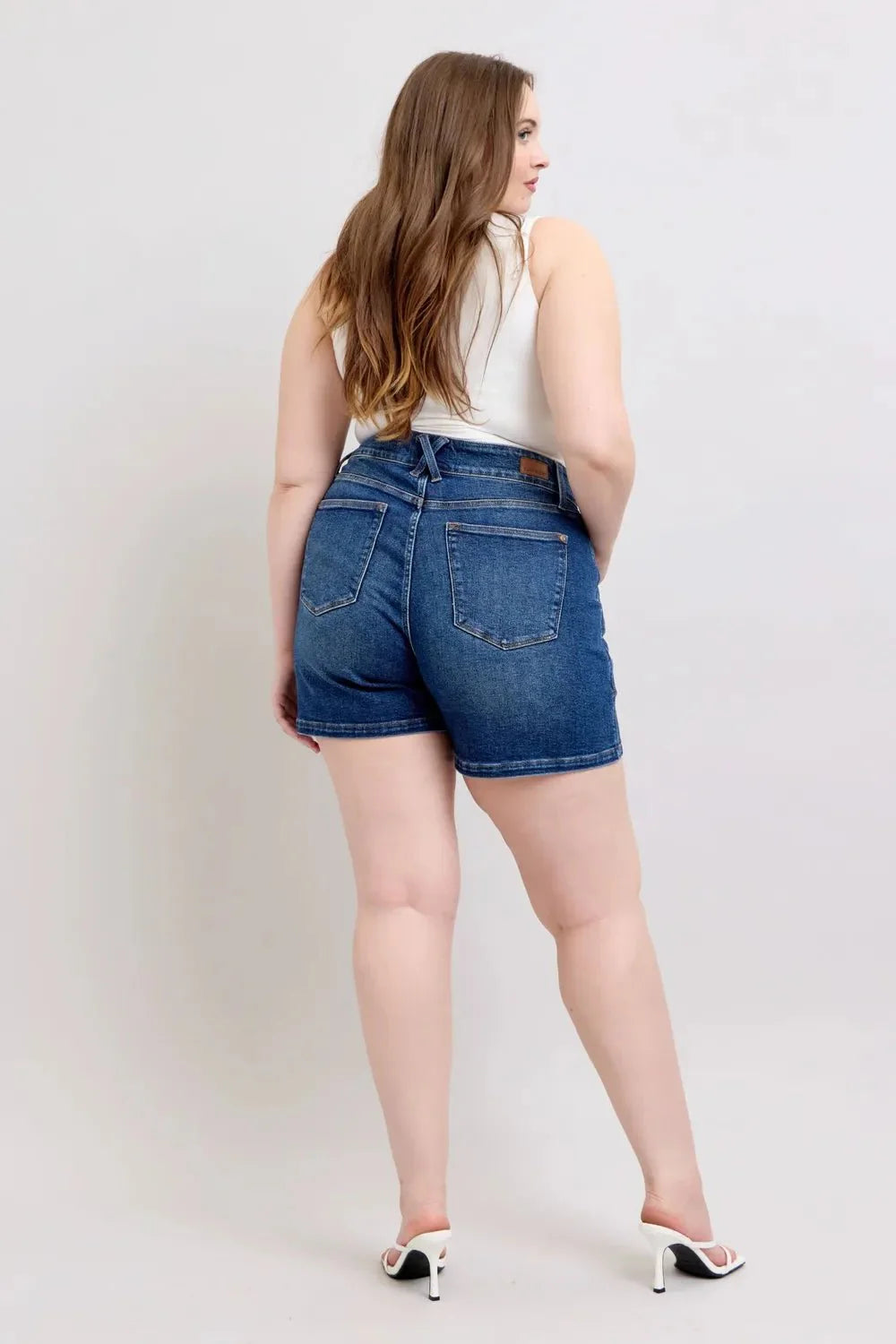 Judy Blue Full Size Double Button Waistband Denim Shorts Plus Size