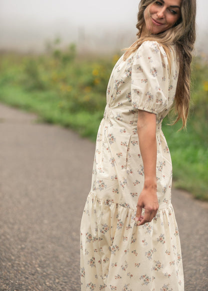 Katrina Half Sleeve Floral Midi Dress - FINAL SALE