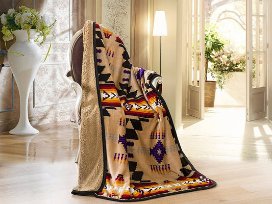 Lakota Skys Southwestern Plush Sherpa Throw Blanket — 50" × 60"