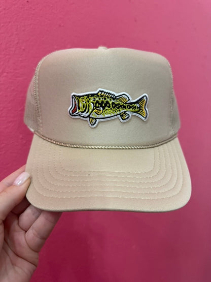 Largemouth Bass Patch Trucker Hat