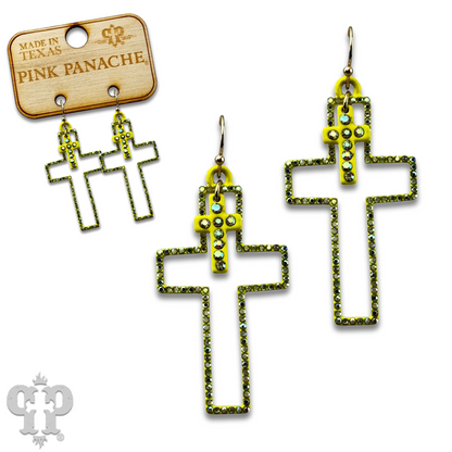 Double rhinestone cross earring - LC