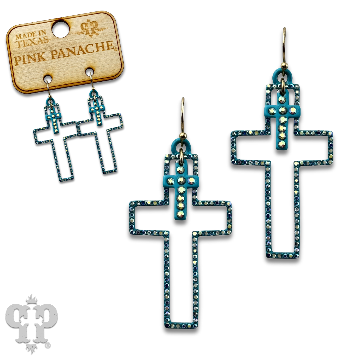 Double rhinestone cross earring - LC