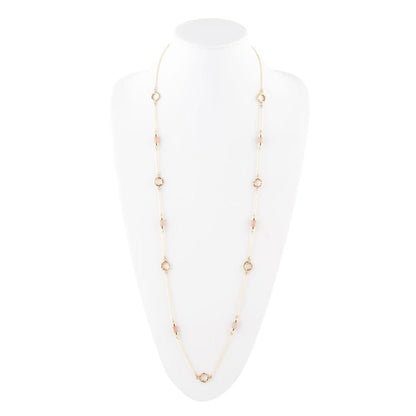 Long Delicate Orange Moonstone and Bronze Necklace