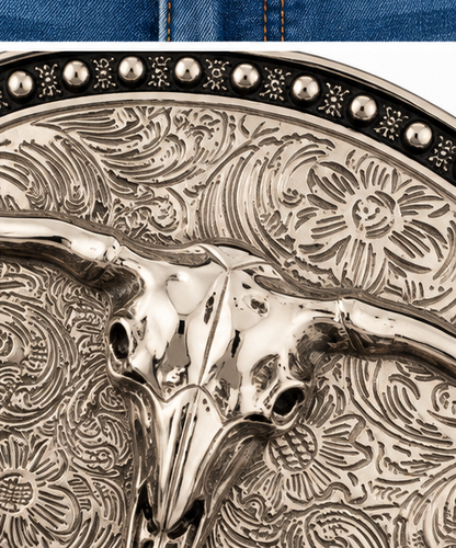 Longhorn Skull Western Belt Buckle | Branding Iron Western Wear