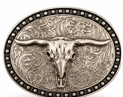 Longhorn Skull Western Belt Buckle | Branding Iron Western Wear