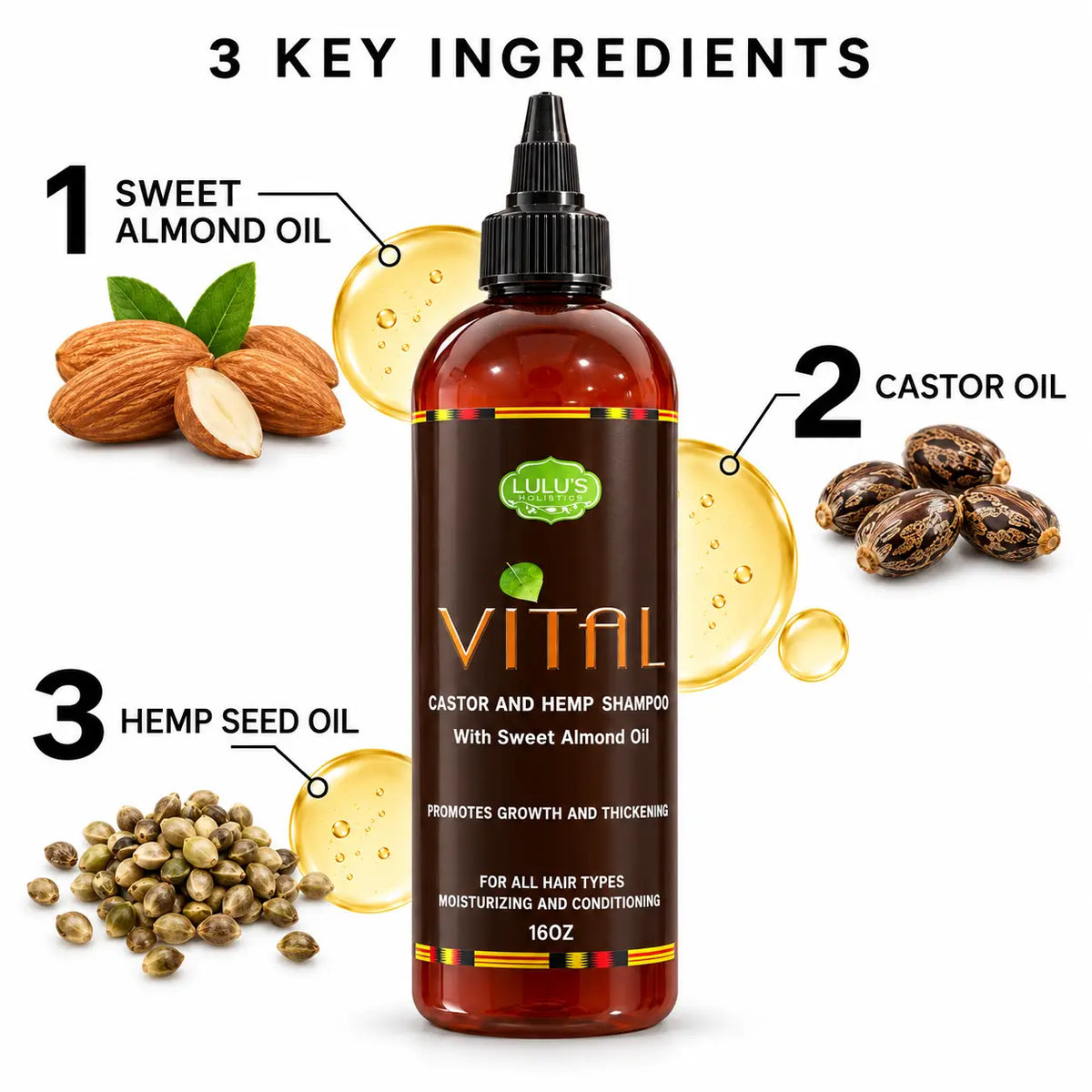 Vital Castor & Hemp Shampoo – Growth & Strength for Dry Scalp