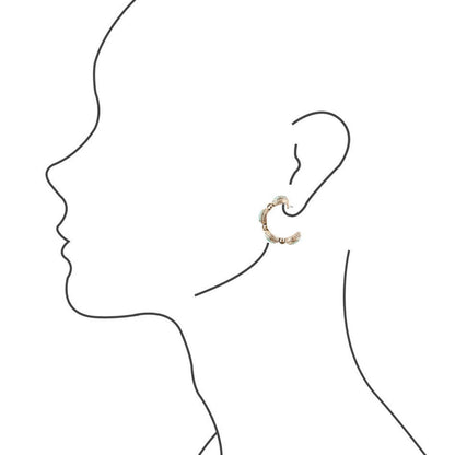 Luxurious Blue Turquoise Golden Hoop Earrings