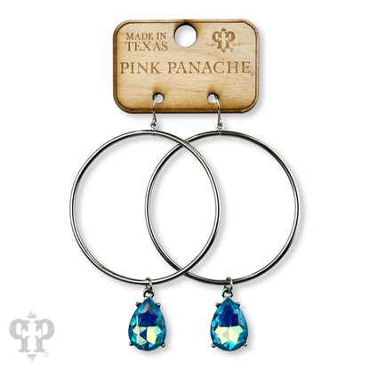 Turquoise blue rhinestone teardrop earring, last call