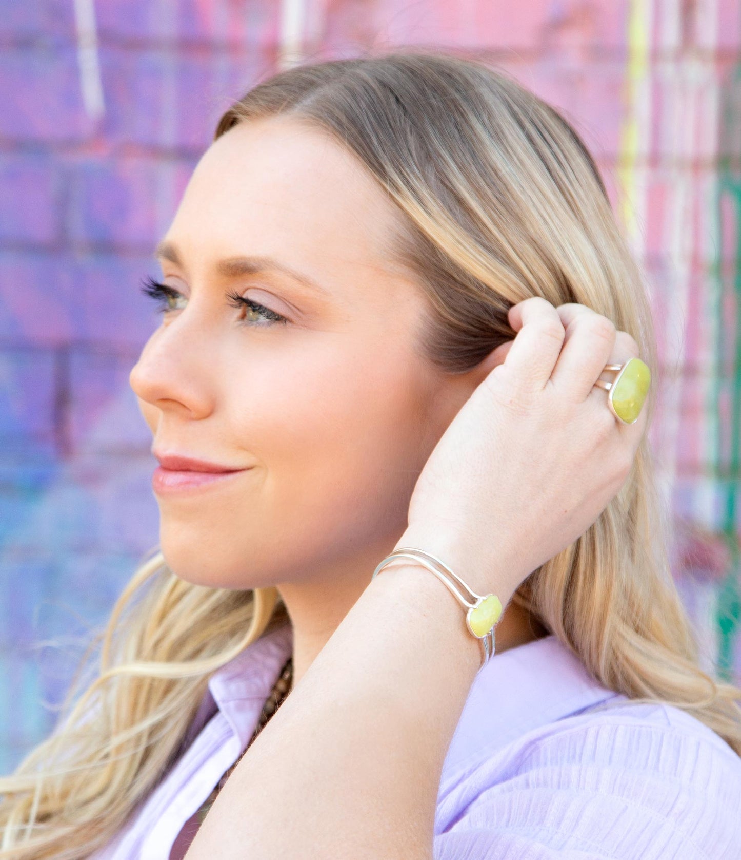 Madeleine Yellow Jade and Sterling Silver Ring
