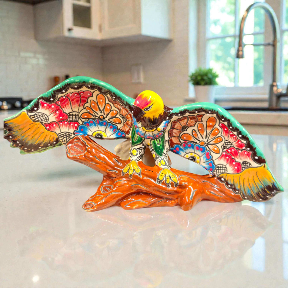 Majestic Talavera Eagle Figurine | Handmade Mexican Art