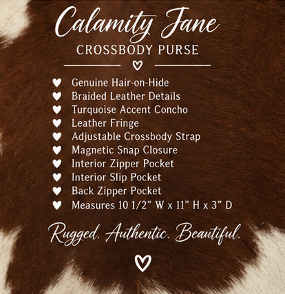 Calamity Jane Hair-on-Hide Fringe Crossbody Purse | Branding Iron Western Wear