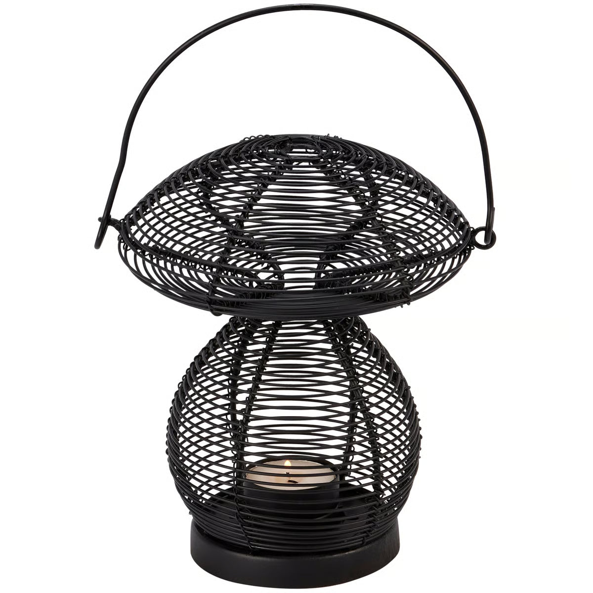 Enchanted Mushroom Wire Candle Holder – Rustic Metal Lantern