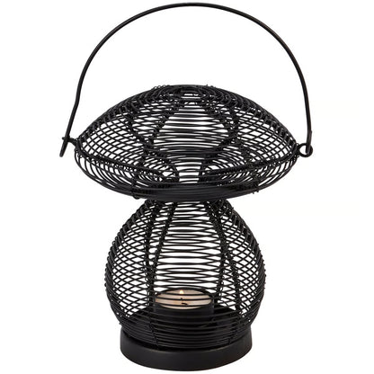Enchanted Mushroom Wire Candle Holder – Rustic Metal Lantern