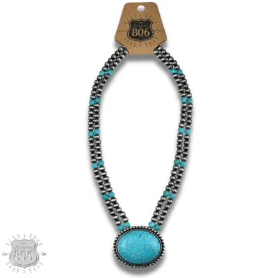 Western two strand bead and stone necklace - LC