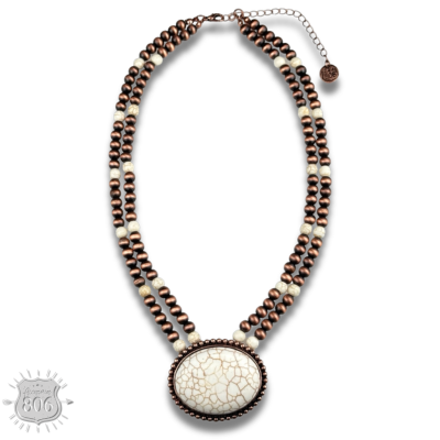 Western two strand bead and stone necklace - LC