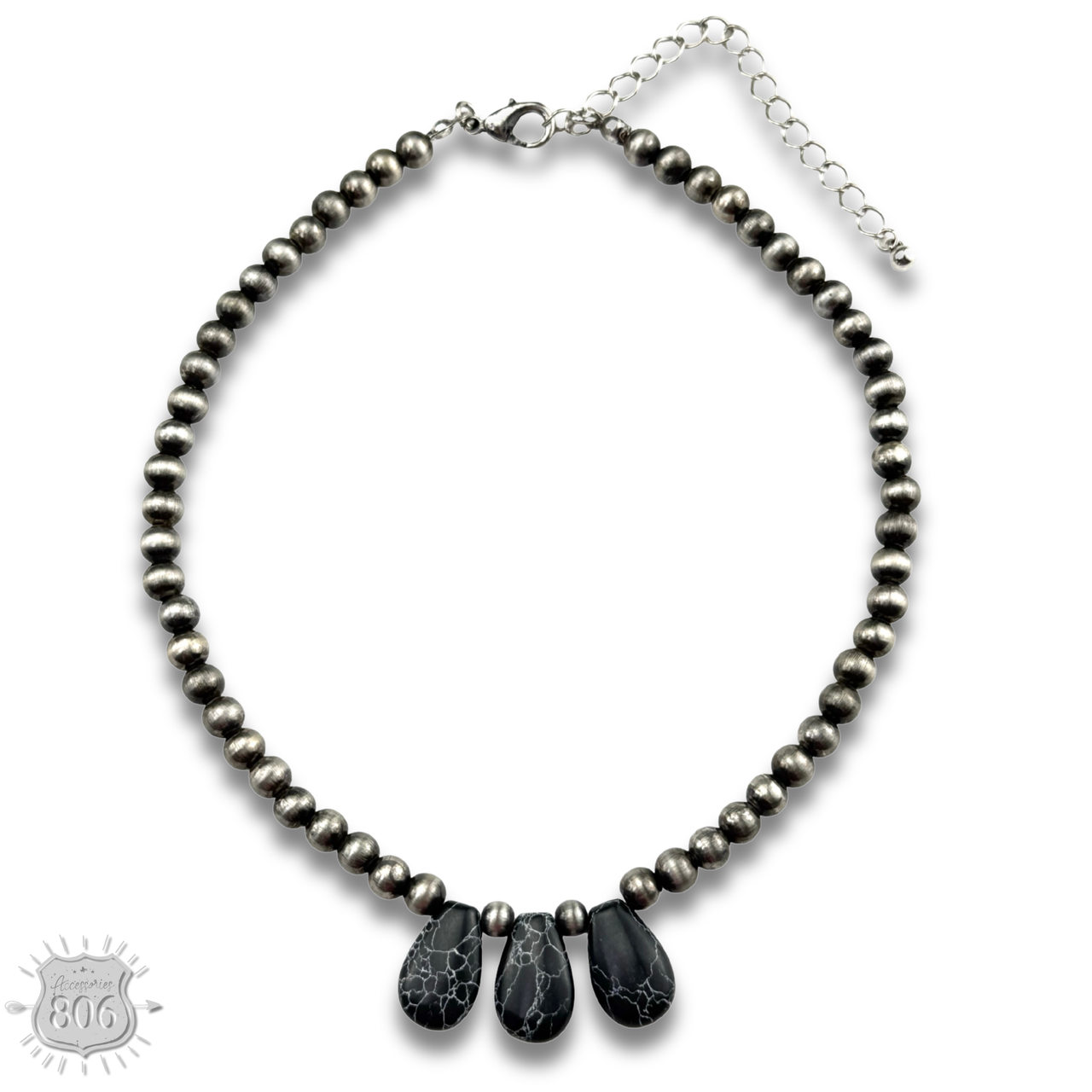 Three stone teardrop necklace