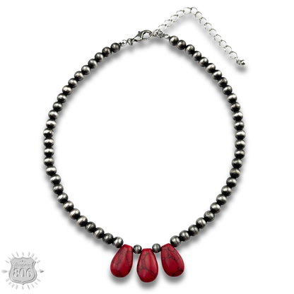 Three stone teardrop necklace