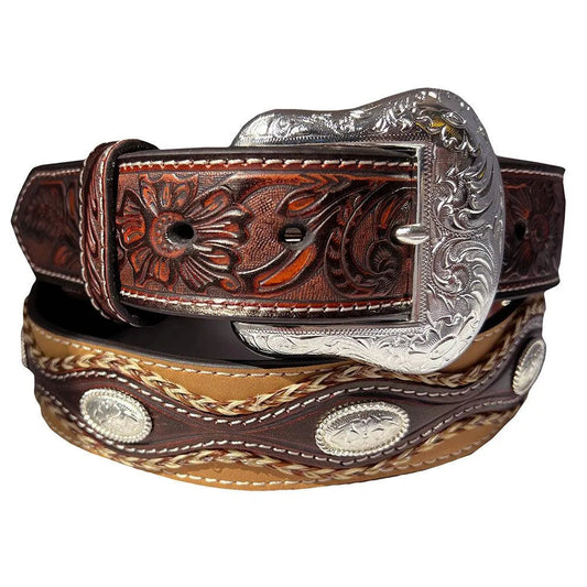 Nocona Oval Concho - Mens Leather Belt