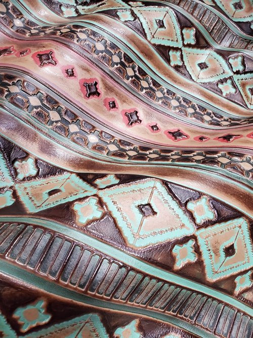 Turquoise Navajo Embossed Leather Hat Band Only 950b