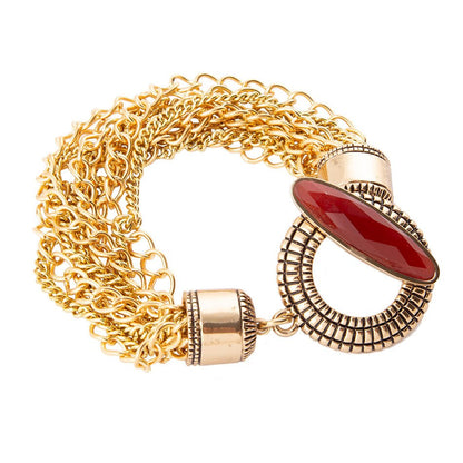 Orange Carnelian Golden Chain Bracelet