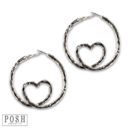 Twisted heart hoop earring - LC