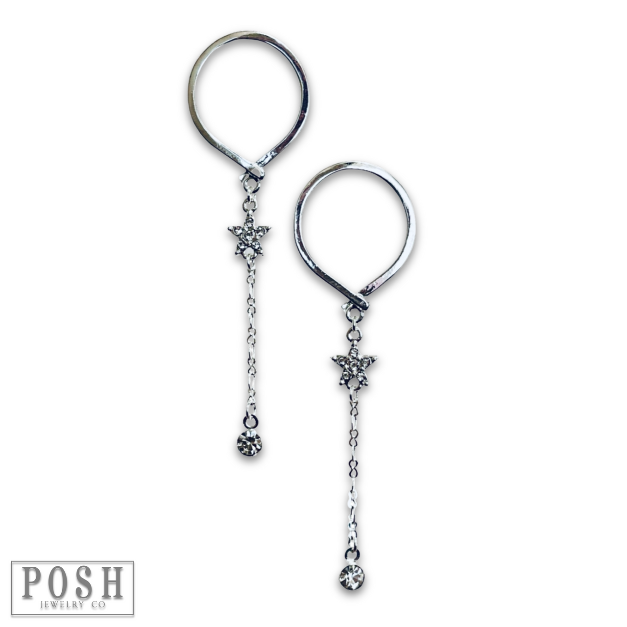 Post earring with star and drop - LC