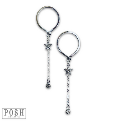 Post earring with star and drop - LC