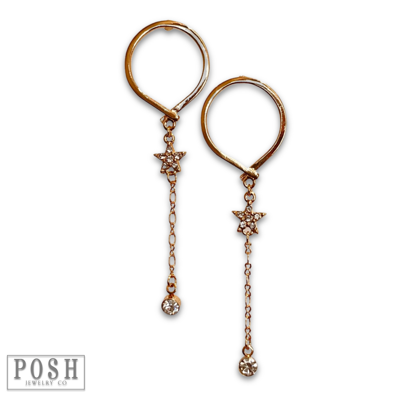 Post earring with star and drop - LC