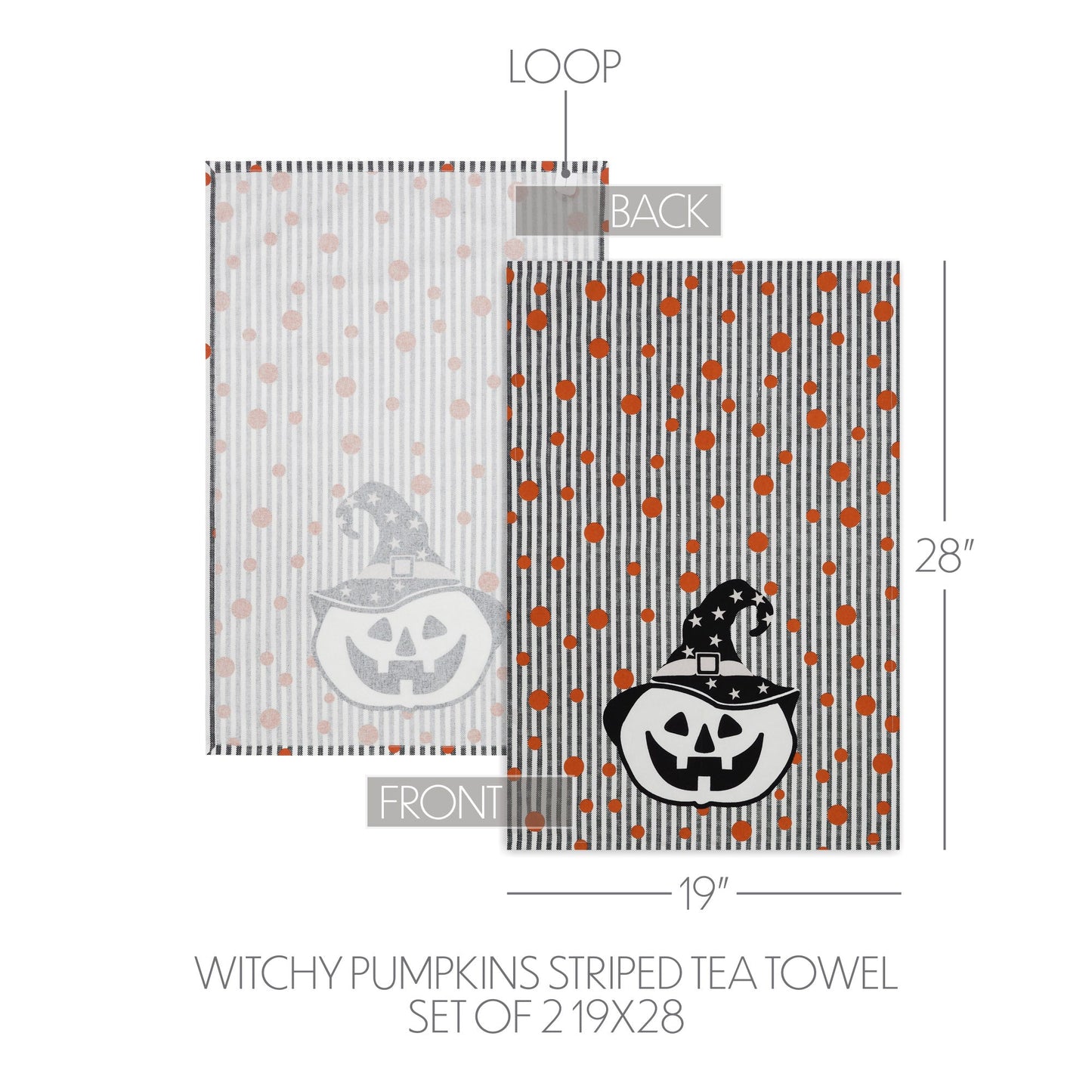 Whimsical Jack-o'-Lantern Halloween Kitchen Towels – Set of 2 Fall Tea Towels