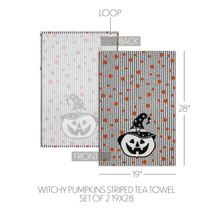 Whimsical Jack-o'-Lantern Halloween Kitchen Towels – Set of 2 Fall Tea Towels