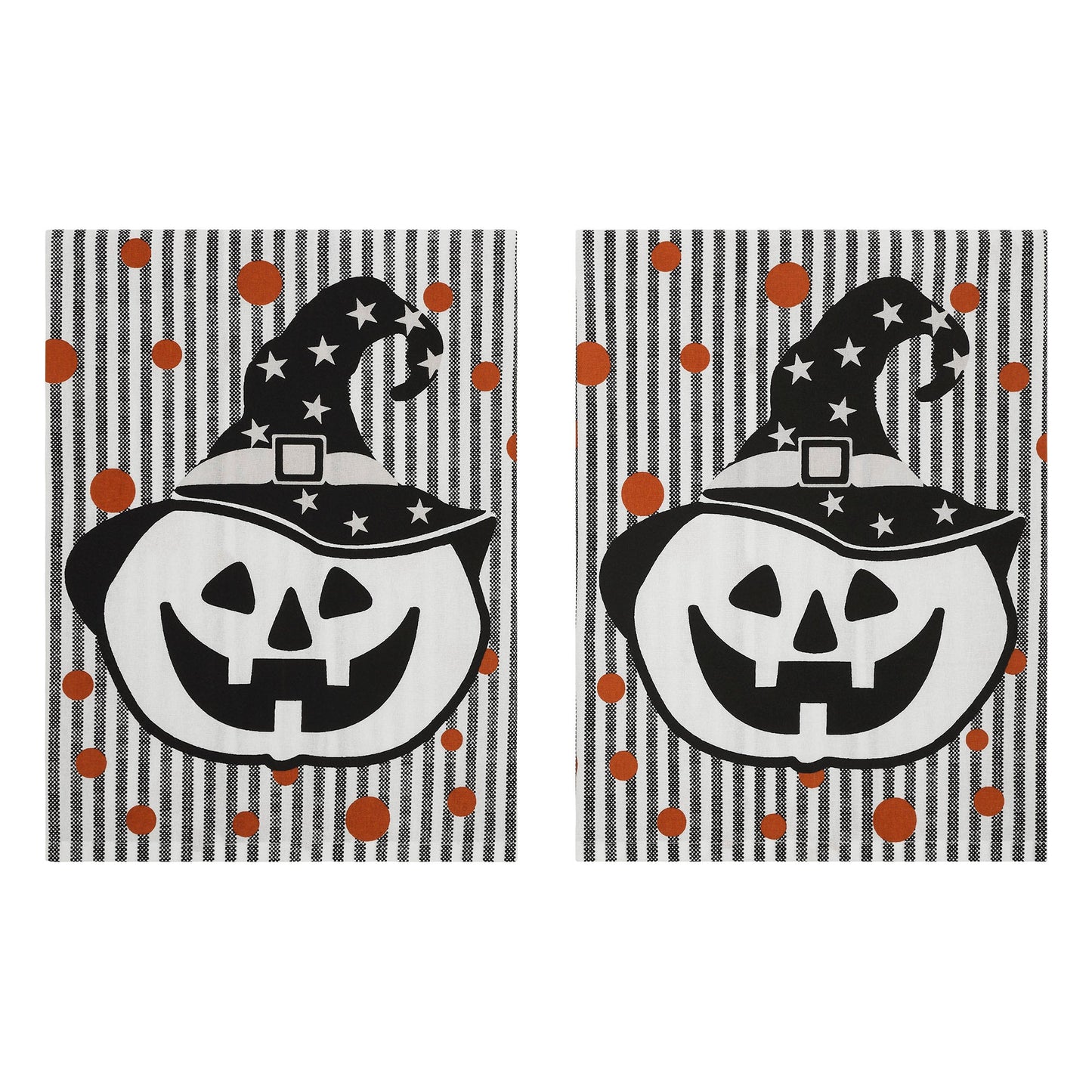 Whimsical Jack-o'-Lantern Halloween Kitchen Towels – Set of 2 Fall Tea Towels