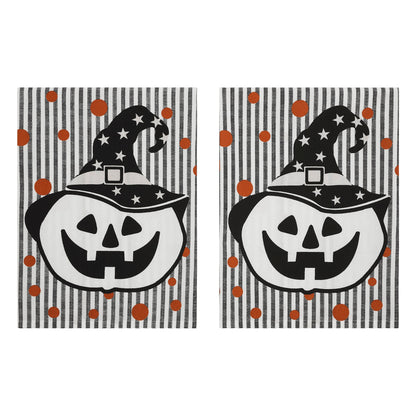 Whimsical Jack-o'-Lantern Halloween Kitchen Towels – Set of 2 Fall Tea Towels
