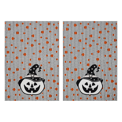 Whimsical Jack-o'-Lantern Halloween Kitchen Towels – Set of 2 Fall Tea Towels