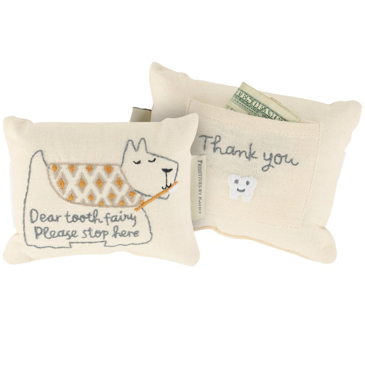 Puppy Dog Tooth Fairy Pocket Pillow by Primitives by Kathy