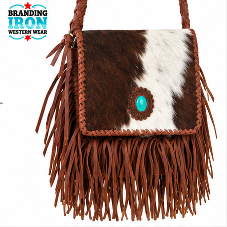Calamity Jane Hair-on-Hide Fringe Crossbody Purse | Branding Iron Western Wear