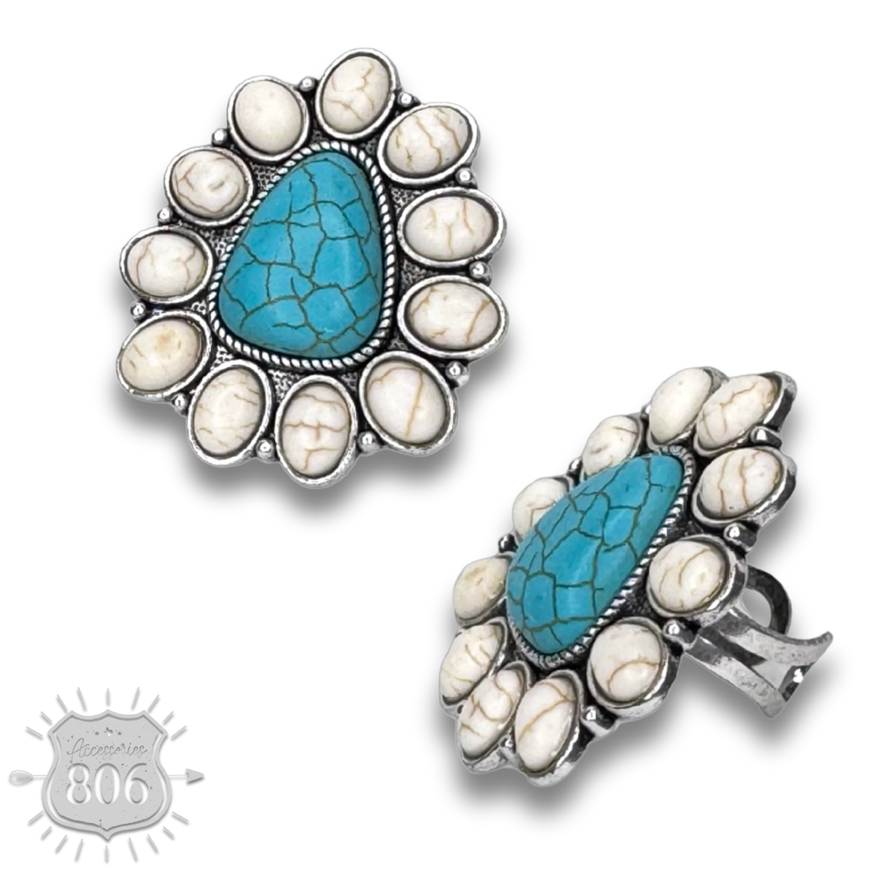 Triangle stone flower ring - LC