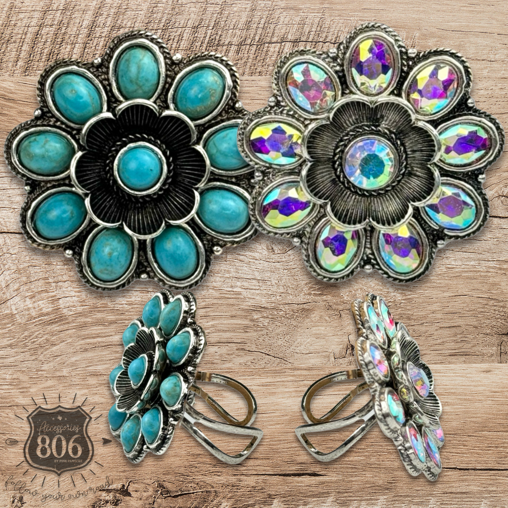 Western flower shape ring