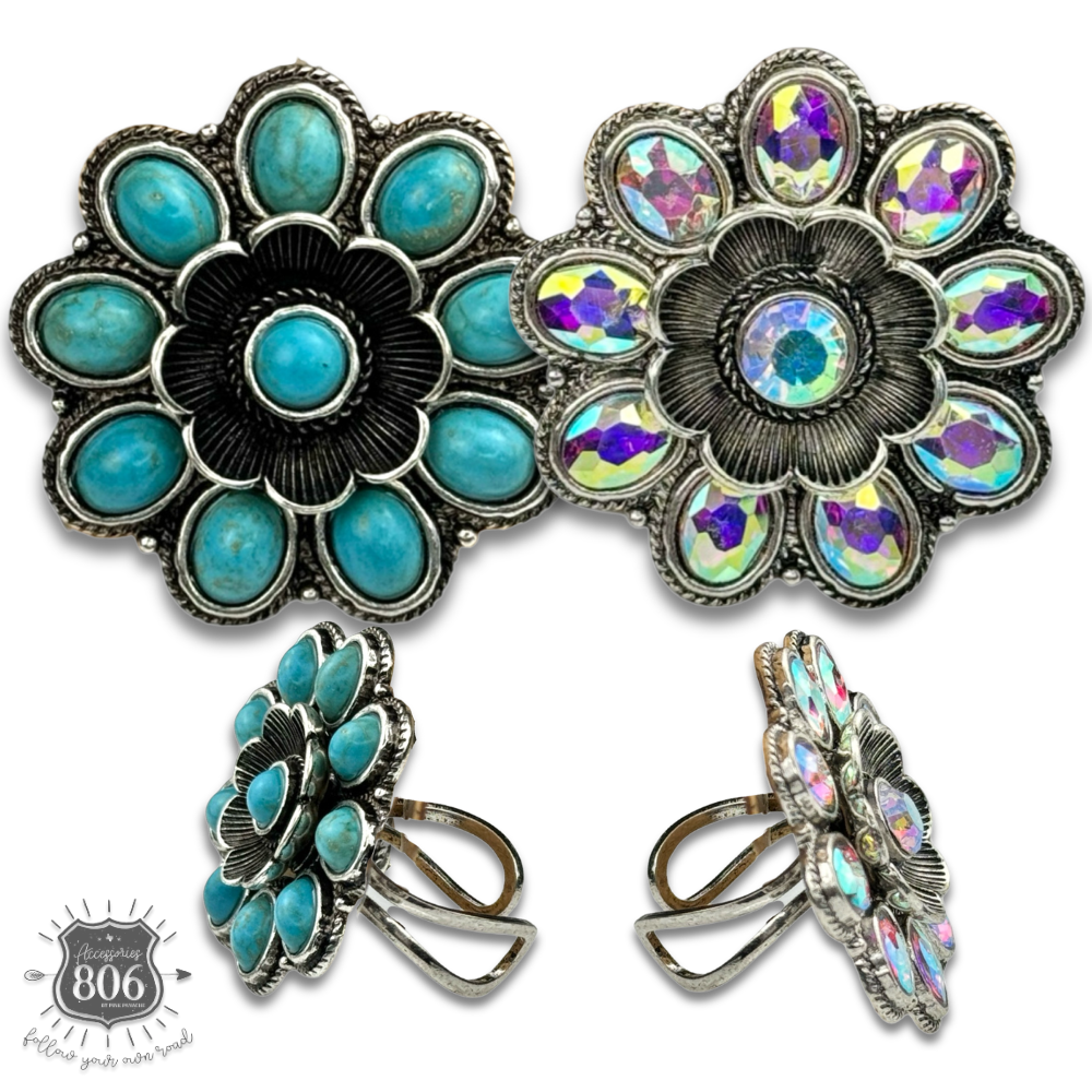 Western flower shape ring